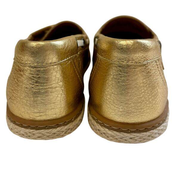 VIONIC Summer Loafer Boat Shoe in Gold Leather with Jute Trim - Retail: $130 - Picture 9 of 14